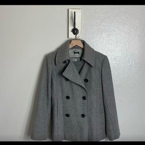 J. CREW • Light Gray Wool Double Breasted Peacoat
